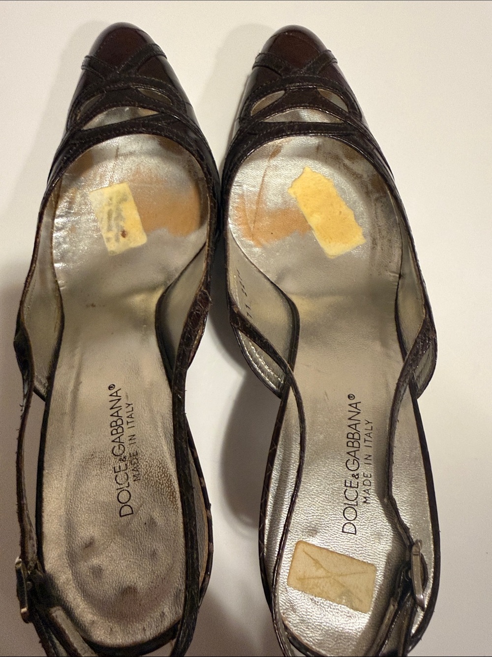 Dolce & Gabbana burgandy eel ski. Leather Slingback Heels